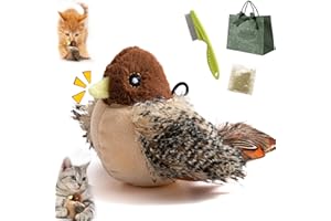 NNBWLMAEE Celery Pets Cat Toy, Chirping Bird Cat Toy, Flapping Bird Cat Toy, Simulated Chirping Bird Cat Toy, Stimulate Hunting Instincts, 3-Speed Beating Mode Cycle, USB Rechargeable (Chirping)