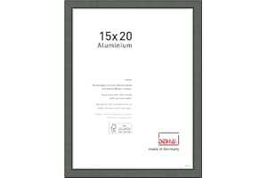 DEHA Design Portraitrahmen Boston, 15 x 20 cm, Contrastgrau, Aluminium, für Fotos und Portraits, bruchsicheres Acrylglas, Hoch- und Querformat, inkl. Aufsteller