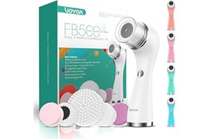 VOYOR 5-In-1 Spazzola Pulizia Viso Elettrica Ricaricabile,Spazzola Viso Esfoliante, Rimuove Punti Neri,IPX7 Impermeabile FB500 (Bianca)