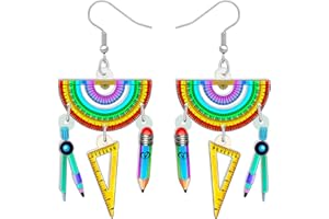 DOWAY Acrylic Cute Cartoon Teacher Earrings Fun Back to School Dangle for Women Gifts Bulk