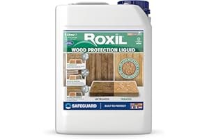 Roxil impermeabilizzante liquido protettivo per legno - 5 Litri - Trattamento Legno Esterno, Impregnante Trasparente per Legno, Protezione 10 Anni