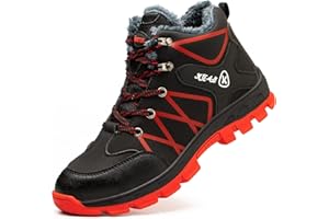 SROTER Damen Herren Arbeitsschuhe Stahlkappe Wasserdicht Gefüttert Sicherheitsschuhe Schneestiefel Trekking Wanderschuhe Winterschuhe Stiefel Trekking Schuhe