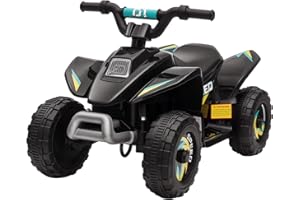HOMCOM Quad Elettrico per Bambini da 18-36 Mesi con Batteria Ricaricabile 6V, Velocità 2.8-4.6km/h, Funzione Avanti e Indietro, 72x40x45.5cm, Nero