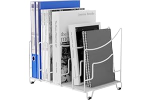 EasyPAG 5 Compartimentos Metal Vertical Estante Revistero A4 Organizador Escritorio Soporte Archivador Almacenamiento Documentos Clasificador Papeles Bandeja Cartas,Blanco