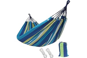 OVYUZHEN Double Outdoor Garden Camping Hammock,1/2 Person Hammock Canvas Soft Swing Sleeping Portable with Carrying Bag for Patio Yard Garden Backyard Porch Travel