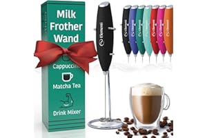 Elementi Milk Frother Handheld - Coffee Frother Whisk - Make Perfect Cappuccinos, Frappes & Lattes - Mini Electric Whisk & Frappe Mixer (Absolute Black)