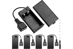 5 PCS 9V Battery Holder, KUOQIY Plastic 9 Volt Battery Case with Cover ON/Off USB Female Socket, 9V Battery Storage Box for CCTV, Motor, Solenoid, LED Strip, with Screw & Screwdriver