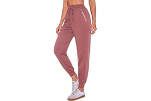 Terecey Pantalon de Jogging Femme en Coton Pantalons de Sport Doux Longue avec Poches Zippées pour Running Fitness Training