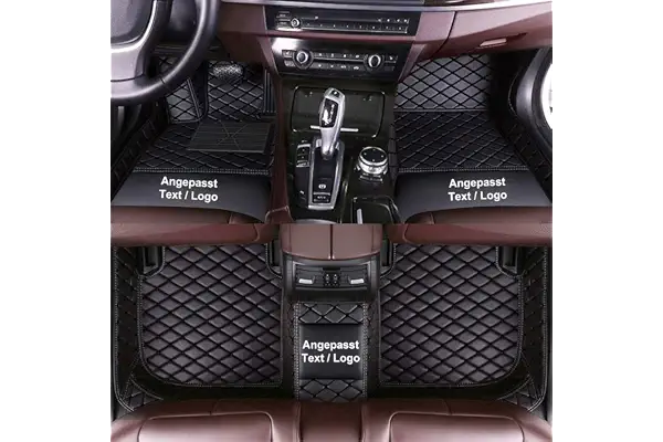Alfombrillas en Cuero Personalizadas para Mercedes A/B/C/E/G/S/R/V-Class CL GL SL EQ AMG, Impermeable Antideslizante Alfombras de PU Cuero del Coche Negro