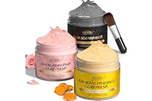 POP MODERN.C Ton-Gesichtsmaske-Set, Kurkuma-Vitamin-C-Tonmaske, Schlammmaske aus dem Toten Meer, Himalaya-Tonmaske, Tonmasken-Kit für Reduzierung Mitessern Akne, Tiefenreinigung Ölkontrolle Gesichtsmaske, 240g