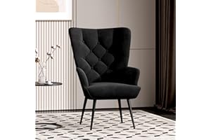 Aivermeil Armchair Tub Chair,with Footstool,High back with gold legs Comfy,Velvet Chair, for Bedrooms, Living rooms,Relaxation,150kg Load Capacity Black