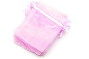 OLILLY - 100 bolsas de organza – 7 x 9 cm – Color rosa – Ideal para bodas, bautizos, regalos, lavanda, joyas (rosa)