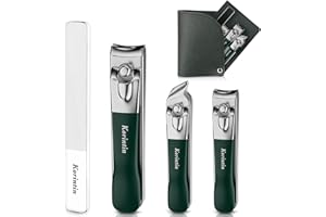 ‎KORINTIN Korintin Nagelknipser Set 4 Stück, Edelstahl Nagelknipser mit Feile und Lederetui, Nail Clipper Set für Männer & Frauen, Maniküre & Pediküre Werkzeuge (Grün)