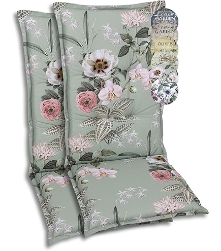 Möbel Jack Gartenstuhlauflage Hochlehner - 120x50 Cm Blumenmuster Baumwolle/Polyester