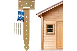 KOTARBAU® Bisagra de puerta en T 250 mm, Acero inoxidable, Galvanizada en amarillo, Herraje para puertas de jardín de madera, Bisagra apaisada para Cobertizo, Granero, Bisagra para puerta abatible
