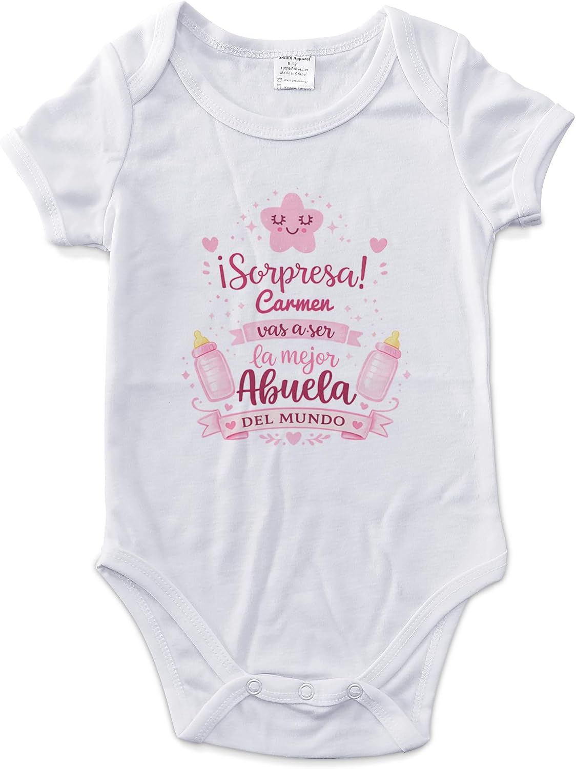 LolaPix Body Vas a ser... Bebé. Body Personalizado para Bebes. Regalo Sorpresa Anuncio Embarazo para Abuela. Manga Corta y Larga - Tallas de 0 a 18 meses