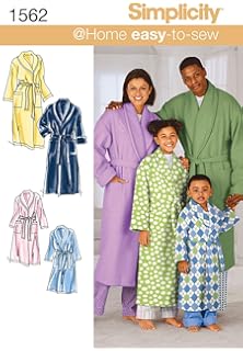 Sewing Pattern 1562: Child's, Teens' and Adults' Robe and Belt, Size A, Paper, White, A (XS-L/XS-XL)