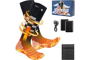 Olycism Calzini Riscaldati Potenziati Batteria Ricaricabile da 6000 mAh Calzini Riscaldati Elettrici per Uomo e Donna 4 Temperature Regolabili Ciclismo all'Aperto Campeggio Trekking Moto Sci Calore