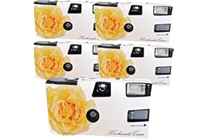 5 x 1A Photo PORST Hochzeitskamera/Einwegkamera gelbe Hochzeitsrose (deutsche Bedienungsanleitung, mit Blitzlicht und Batterien, je 27 Fotos, ISO 400)