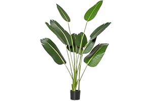 HOMCOM Planta Artificial Bananera de 160 cm con Maceta y 10 Hojas Realistas Planta Tropical Sintética para Decoración en Interior y Exterior Oficina Hogar Verde