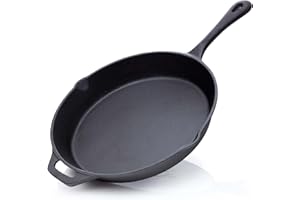 BBQ Nerd© Bistecchiera Ø 30 cm, 3600 g, con beccuccio e manico, padella in ghisa per grigliare, arrostire, arrostire, padella antiaderente, resistente al calore e mantiene il calore