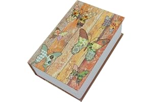 Youyijia Book Safe Steel Portable Dictionary Secret Safe Can for Home Office 18.5x11.5x5.0cm Hidden Storage Safe Box with 2 Keys for Storing Money Jewelry Credentials Key (Butterfly)