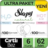 Sleepy Natural Double Soft Ultra Paket Bebek Bezi 6 Numara Xlarge 62 Adet