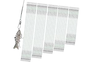 Realure 50 Pezzi Leader da Pesca,Leader in Acciaio,Luccio Cavetto Acciaio Pesca,Leader In Filo Acciaio,Inossidabile Anti-Morso Linea, Collegare L'attrezzatura di Bloccaggio o i Ganci 4/6/8/10/12Inch