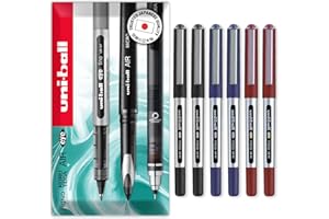 uni-ball Eye Micro Ub-150E Gel Ink Pen - 0.5 mm - Pack of 6-2 x Black, 2 x Blue, 2 x Red - In Envelope Gift Packaging