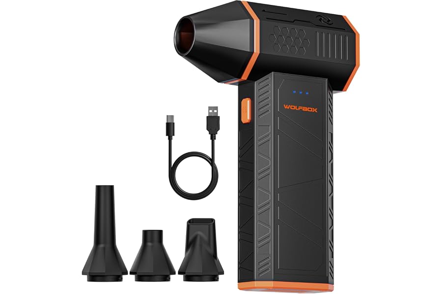WOLFBOX MegaFlow 50 Electric Air Duster, 110000 RPM, Cordless, 3-Gang | Mit Akku, für Computer, Tastatur, Haus, Outdoor, Auto