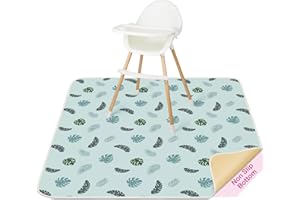 Unicorn Castle Alfombrilla Trona Bebé 130x130cm, Alfombra Impermeable Lavable Antideslizante, Splash Mat Plegable y Portátil para Comidas y Protección del Suelo,Light Blue Tree