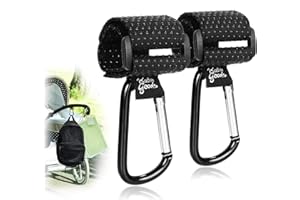 Robin Goods® 2X Ganchos para Cochecito con protuberancias de Goma Antideslizantes para Bolsa de pañales - Soporte para Bolsa de Cochecito - Ganchos
