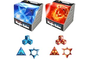 SWRCEYJH 2 Pieces Magic Children's Magic Cube, 2 in 1 Starry Clear Sky Magic Cube, 3D Solar System Cube Puzzle Magic Infinite Flip Cube for Stress and Anxiety Relief, Relaxing Toy
