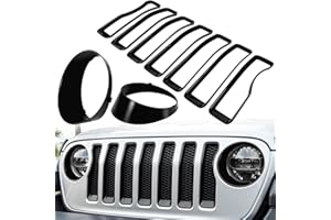 CKPEOR Griglia Anteriore Griglia Inserto Griglia e Copertura Trim Faro per Jeep Wrangler JL JLU Unlimited Sport/Sport 2018-2022, Accessori Esterni,Nero