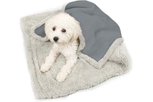 Kritter Planet Waterproof Dog Blanket - 76 x 63 cm Fleece Blanket For Small Pet, Washable Soft Plush Throw Blanket for Sofa Car Seat, Gray/Taupe