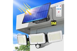 PIKOY Solar Security Lights Outdoor Motion Sensor, 【224 LED+2000LM+300° Wide Angle】 Outdoor Solar Lights, 4 Modes & Remote Solar Lights,IP65 Outside Lights Solar Powered Solar Security Light