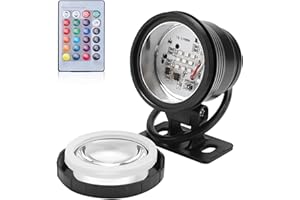 GAROSA Faretto da Giardino per Esterni Impermeabile con Luce Subacquea a LED RGB 12V 10W con Telecomando(Black plastic coated aluminum)