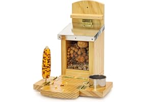 Plai Holz Eichhörnchen Futterhaus wetterfest, Fertig Montiert Eichhörnchenfutterhaus, Streifenhörnchen Futterstelle für Garten und Balkon