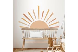 Tanlaby Halbe Sonne Wandtattoos Große Boho Sonnenaufgang Wandsticker Moderner Bogen Wandaufkleber für Wohnzimmer Schlafzimmer Büros Sofa Hintergrund Hause Wanddekoration