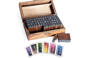 SONGER Alphabet Letters Stamps Set and 6 Color Ink Pad Multipurpose DIY Diary Cards Stamps Craft, 70 pcs Alphabet Letter Number Symbol (70 pcs + 6 Color Ink pad)