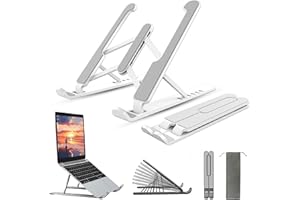 OUSDRA Soporte Portátil , Soporte Portátil Ajustable 8 Ángulos, Elevador Ventilado Portátil, Laptop Stand con Plástico ABS, Silicona Antideslizante para Portátiles, Portátiles, Tablets (10-15,6 Pulgadas)