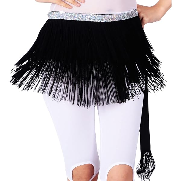 Jupe Danse Ventre Femme CHICTRY - À Paillettes Sequins Asymétrique Fendue Samba Latino