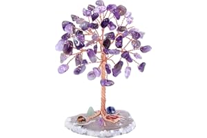 FANNAS Albero Cristalli Albero della Vita, Decorazione in Cristallo Ametista, Guarigione Meditazione Portafortuna Regalo, Mini Albero dei Soldi, per Decorazione da Tavola Regalo Ornamento Scultura