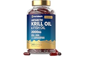 HORBÄACH Antarctic Krill Oil 2000mg | 240 Softgels (4 Month Supply) | with Omega 3 Fish Oil (EPA & DHA), Astaxanthin, and Phospholipids | High Strength Complex | by Horbaach