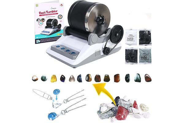 Kit de verres à roche, comprend 2 courroies, un sac de pierres rugueuses,4 meulages grossiers,finement moulus,polissage, polissage final,polissage des grains,avec minuterie de 7 jours,polisseuse roche