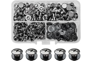 SHSMPXOY 90 Set Rivetti a Vite, M5 x 4 mm Rivetti Chicago, Viti Chicago Screws Chicago Book Viti,Viti Chicago di ricambio in Metallo per Borse, Libri, Collari, Zaini, Guinzagli per Cani (Nero Lucido)