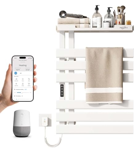 Scaldasalviette Elettrico Da Bagno YU YUSING - 47x40 Cm, 72W, Ripiano, Display LED Touch, Bianco