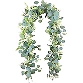 SHENRUZENG Artificial Eucalyptus Garlands with Leaves, Decorative Artificial Plants 180 cm Green Garland Hanging Eucalyptus P