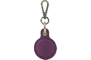 AirGear® RetroDrop - Airtag Schlüsselanhänger Leder ECHT, Airtag Anhänger ECHTES Leder, Airtag Hülle kompatibel mit Apple Airtag, Airtag Halter, Airtag Case, Handmade (Purple)