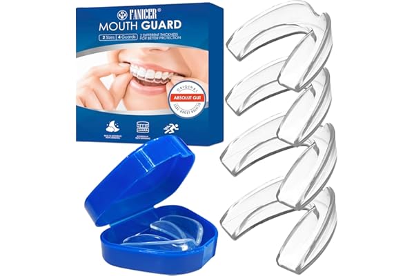 4 Piezas Ferula Descarga Bruxismo, Bruxismo Dental Noche, Férula de Descarga in 2 Tamaños, Protector Bucal para Dormir, Protector Bucal Bruxismo con Caja, Prevenir el Bruxismo y Roncar